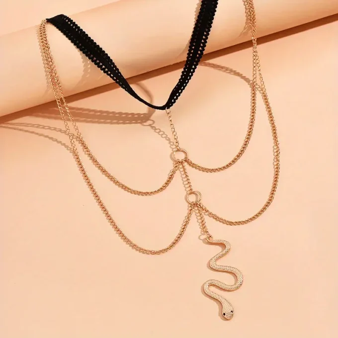 Chic Snake Tassel Leg Chain - Adjustable Alloy Body Jewelry for Women, Perfect for Beach & Nightclub