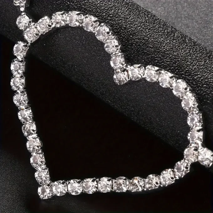 Elegant Silvery Heart-Shaped Rhinestone Waist Chain - Sexy Hollow Design, Perfect for Parties & Festivals