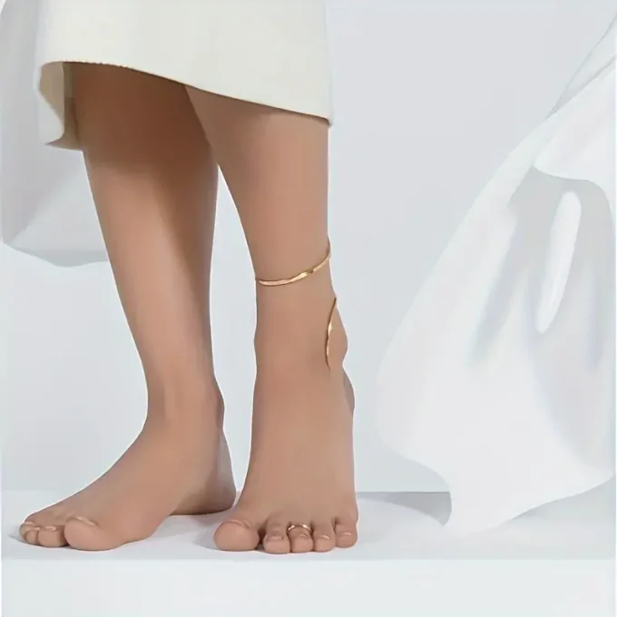 Navy Bag1pc Twisted Line Anklet for Women, Vintage Elegant Style, Unique Minimalist Design, Fashionable Exquisite Versatile Foot Jewelry for Daily Wear, Brass Material, Suitable for Thanksgiving & Valentine's Day, Party Wear