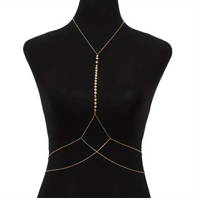 Ladies Beach Sequin Cross Fashion Sexy Exaggerated Body Chain