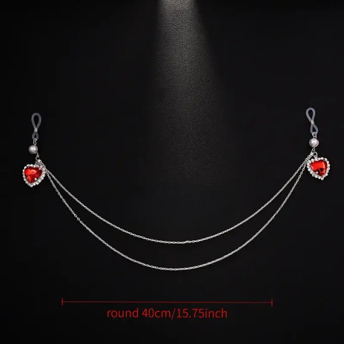 A Trendy And Sexy Red Artificial Gem Body Chain For Women, Featuring Exquisite Design And Fashion.